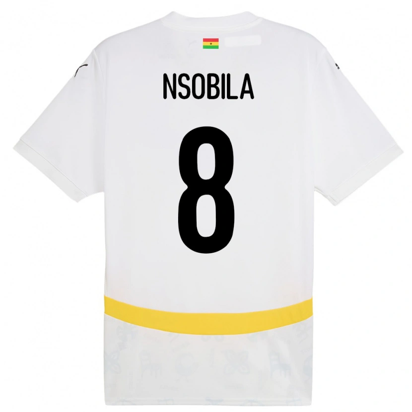 Danxen Niño Camiseta Ghana Dominic Nsobila #8 Blanco 1ª Equipación 24-26 La Camisa
