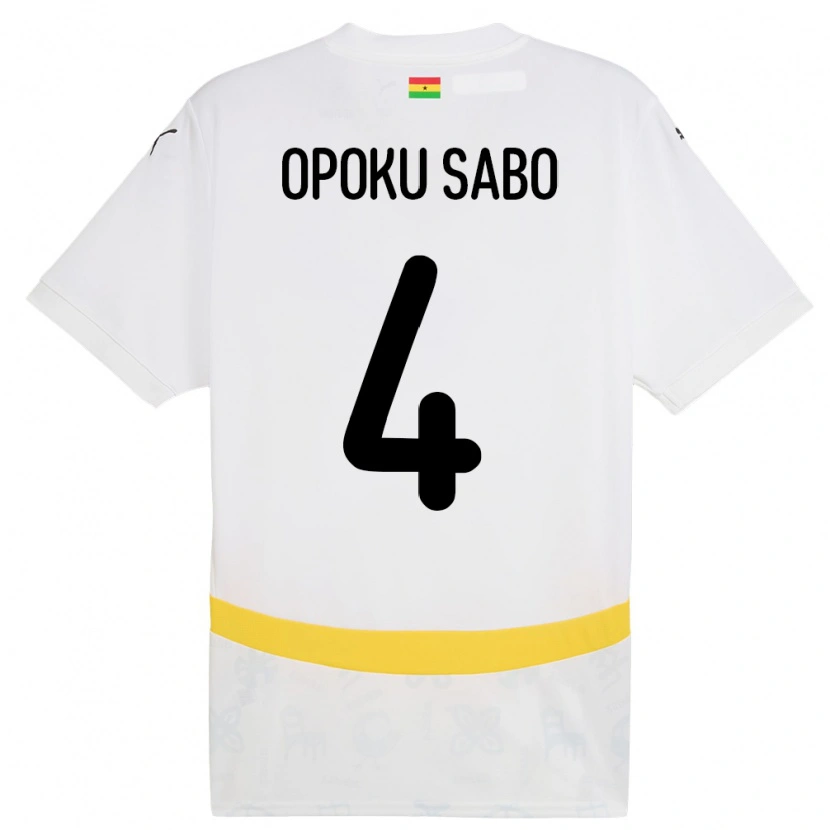 Danxen Niño Camiseta Ghana Alex Opoku Sabo #4 Blanco 1ª Equipación 24-26 La Camisa