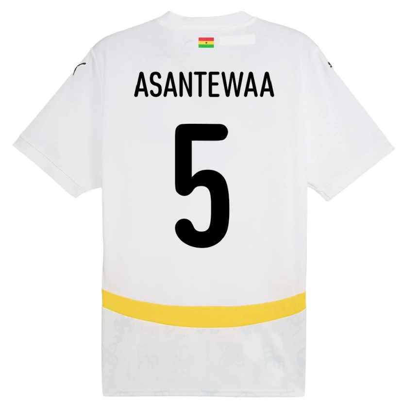 Danxen Niño Camiseta Ghana Grace Asantewaa #5 Blanco 1ª Equipación 24-26 La Camisa