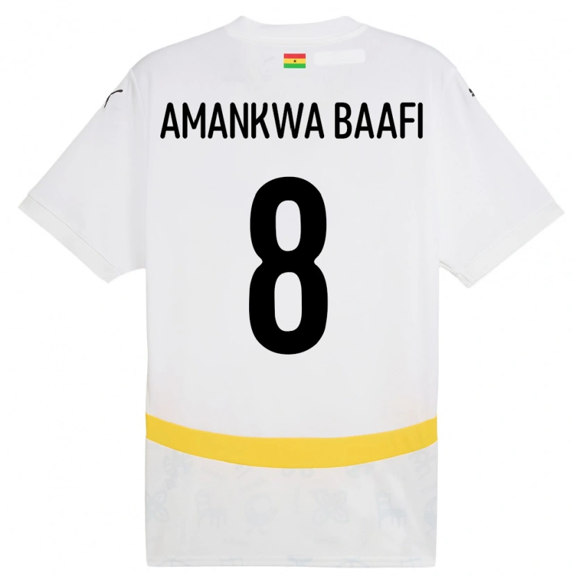 Danxen Niño Camiseta Ghana Yaw Amankwa Baafi #8 Blanco 1ª Equipación 24-26 La Camisa