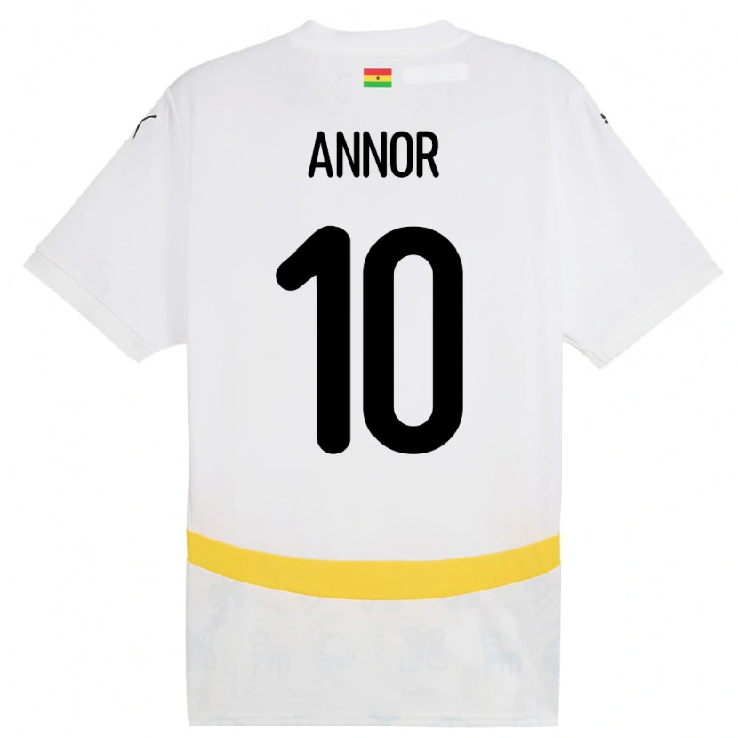 Danxen Niño Camiseta Ghana Emmanuel Annor #10 Blanco 1ª Equipación 24-26 La Camisa