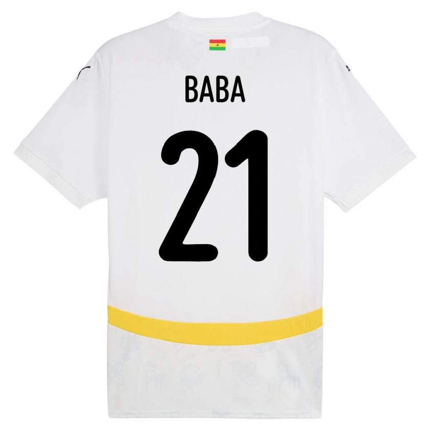 Danxen Niño Camiseta Ghana Iddrisu Baba #21 Blanco 1ª Equipación 24-26 La Camisa