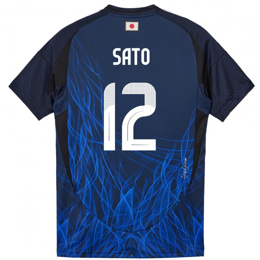 Danxen Niño Camiseta Japón Rikuto Sato #12 Azul Oscuro 1ª Equipación 24-26 La Camisa