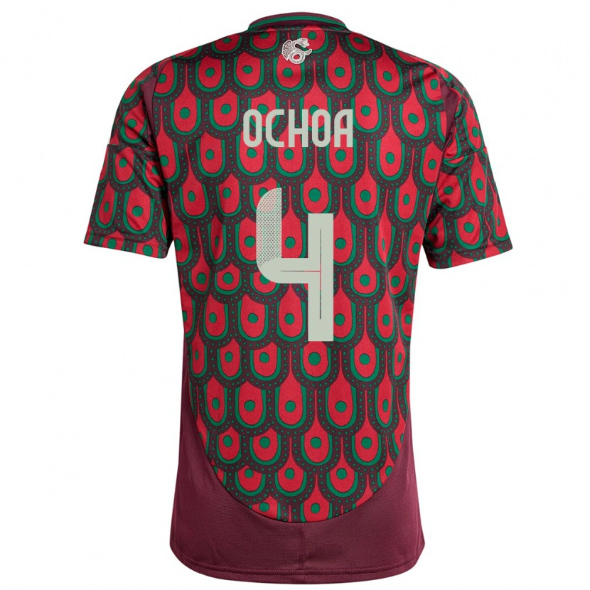 Danxen Niño Camiseta México Diego Ochoa #4 Granate 1ª Equipación 24-26 La Camisa
