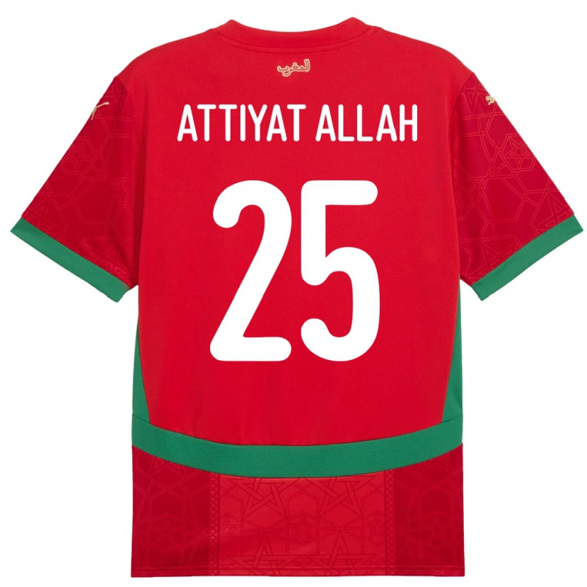 Danxen Niño Camiseta Marruecos Yahia Attiyat Allah #25 Rojo 1ª Equipación 24-26 La Camisa