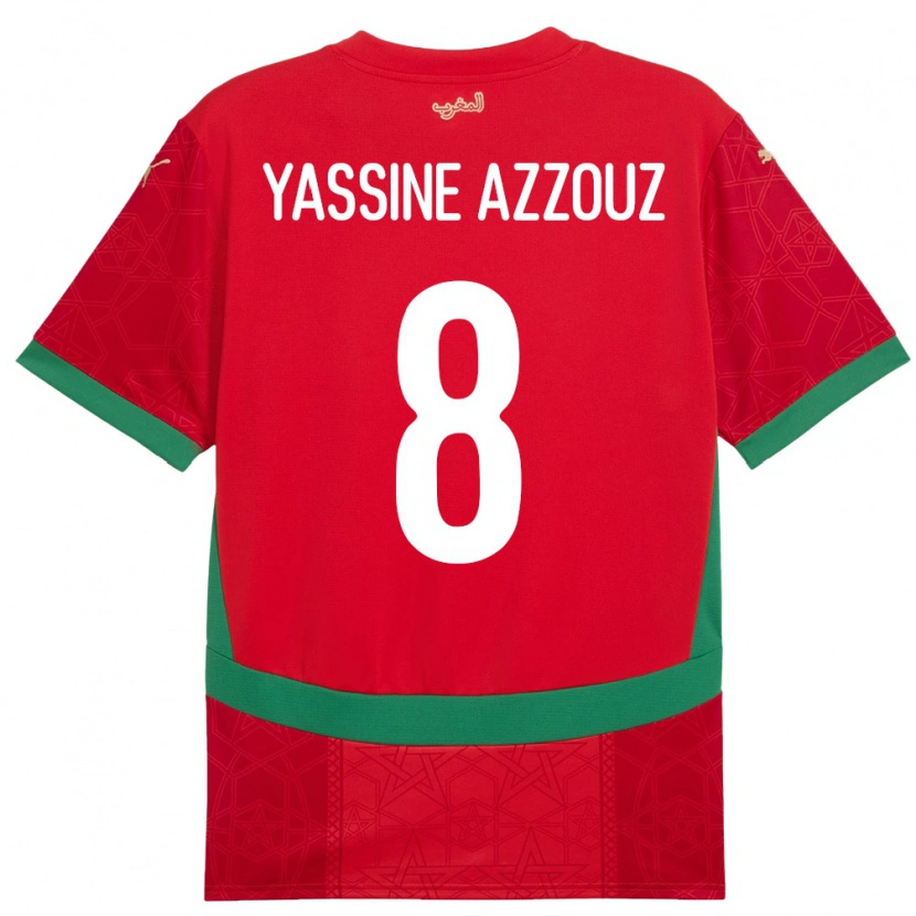 Danxen Niño Camiseta Marruecos Mohamed Yassine Azzouz #8 Rojo 1ª Equipación 24-26 La Camisa