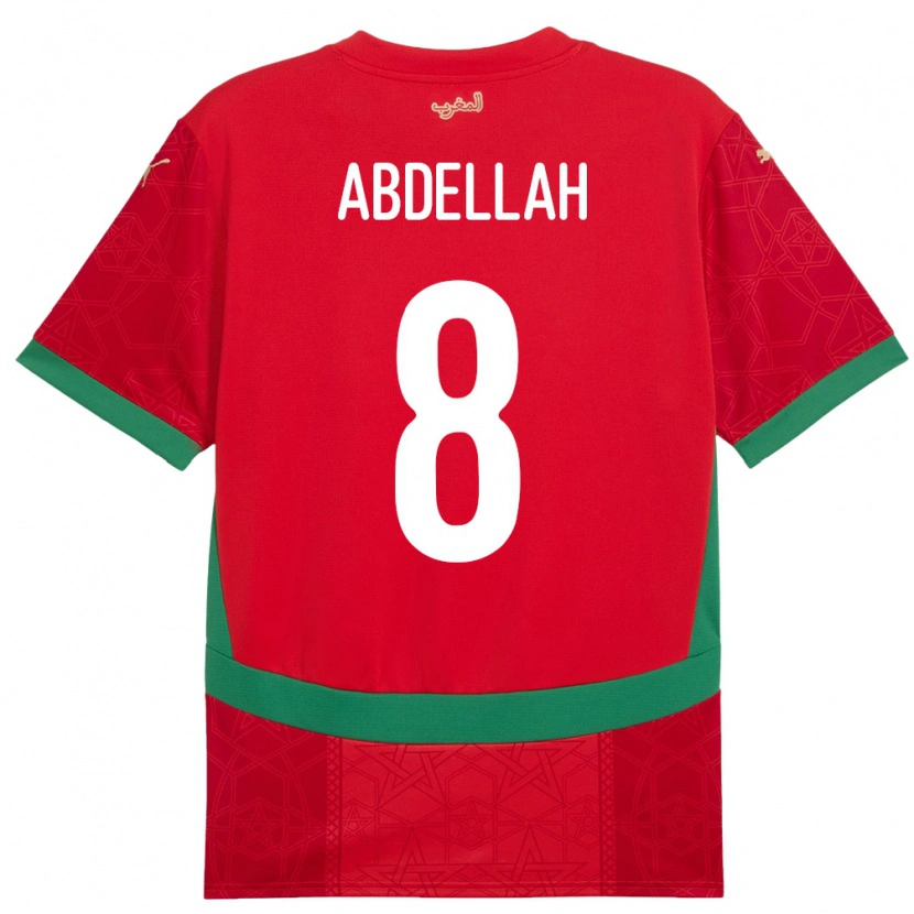 Danxen Niño Camiseta Marruecos Abdellah Ouazane #8 Rojo 1ª Equipación 24-26 La Camisa