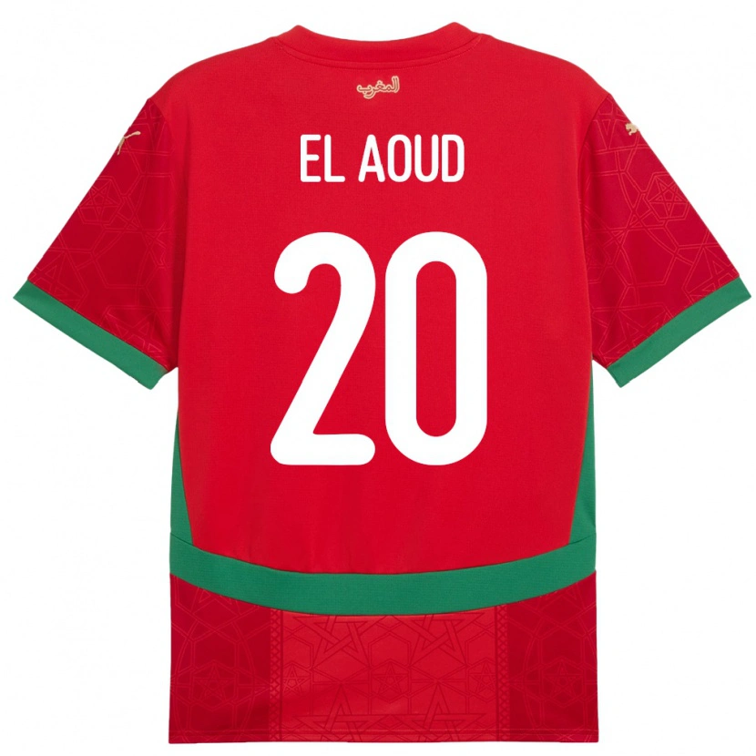 Danxen Niño Camiseta Marruecos Ismail El Aoud #20 Rojo 1ª Equipación 24-26 La Camisa