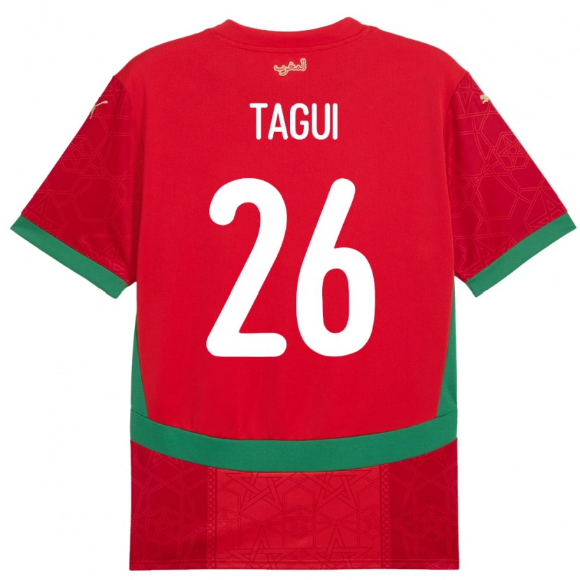 Danxen Niño Camiseta Marruecos Salah-Eddine Tagui #26 Rojo 1ª Equipación 24-26 La Camisa