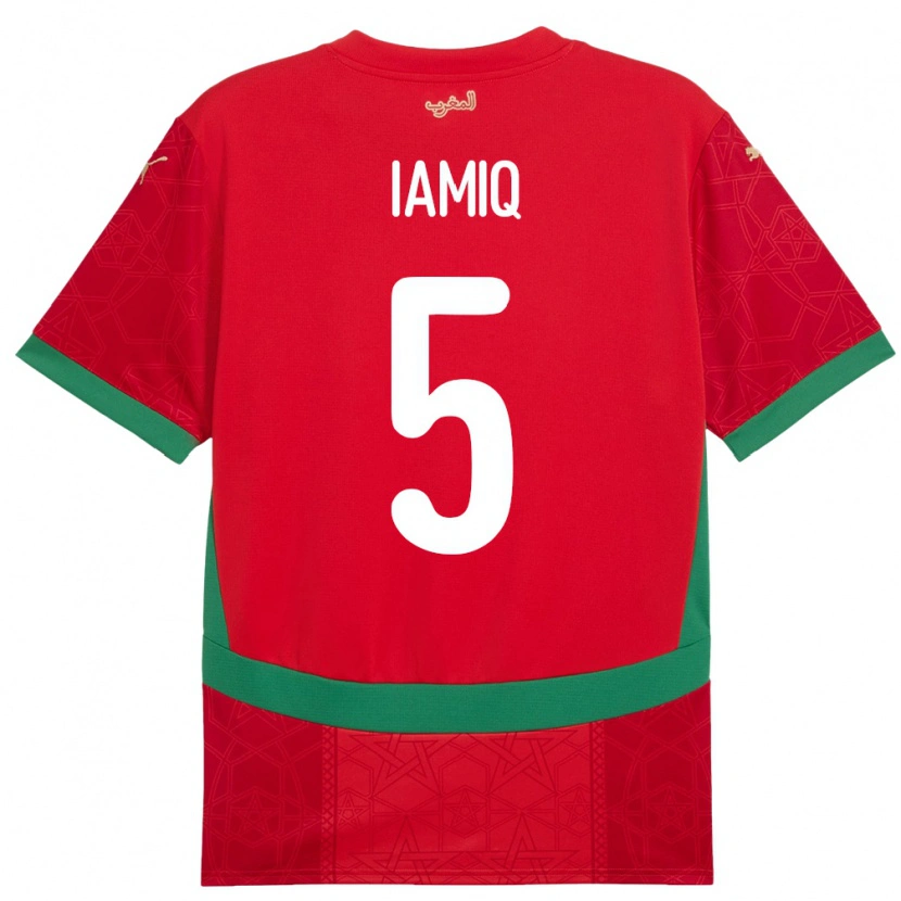 Danxen Niño Camiseta Marruecos Jawad Iamiq #5 Rojo 1ª Equipación 24-26 La Camisa