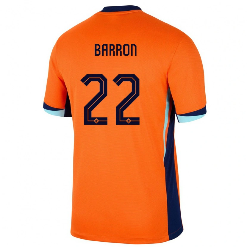 Danxen Niño Camiseta Países Bajos Eternal Barron #22 Naranja 1ª Equipación 24-26 La Camisa