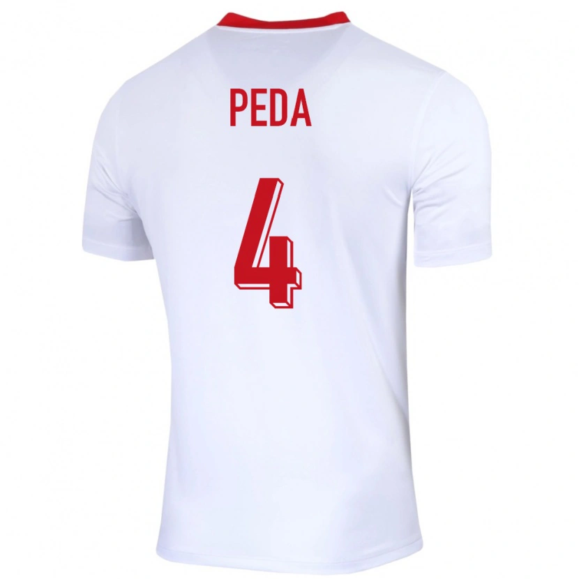 Danxen Niño Camiseta Polonia Patryk Peda #4 Blanco 1ª Equipación 24-26 La Camisa