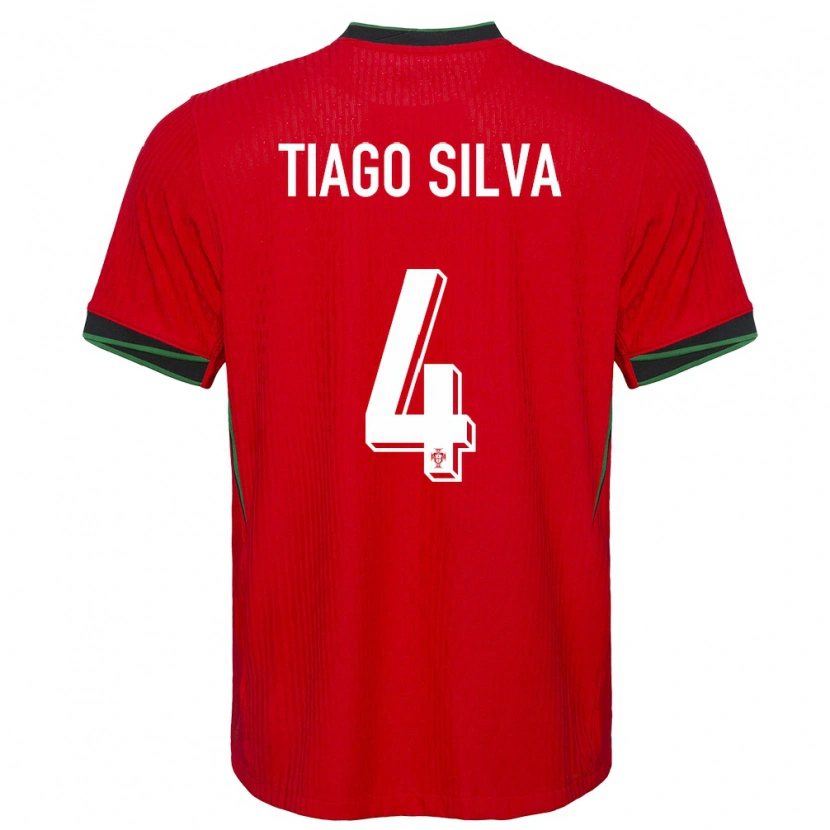 Danxen Niño Camiseta Portugal Tiago Silva #4 Rojo 1ª Equipación 24-26 La Camisa