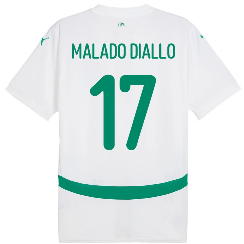 Danxen Niño Camiseta Senegal Hapsatou Malado Diallo #17 Blanco 1ª Equipación 24-26 La Camisa