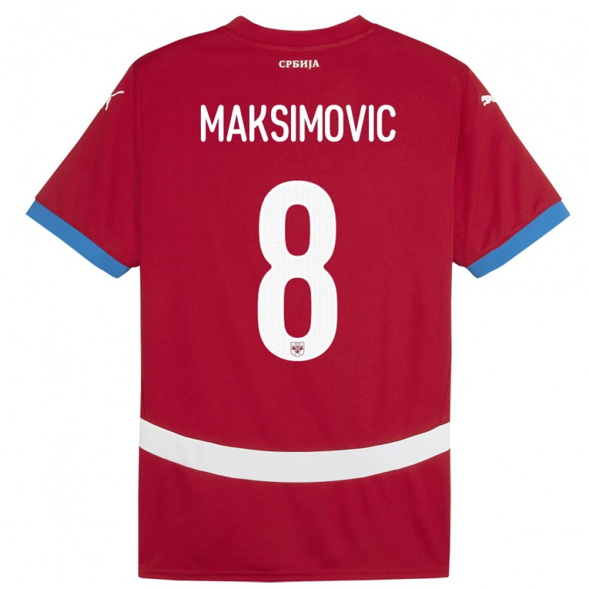 Danxen Niño Camiseta Serbia Andrija Maksimovic #8 Rojo 1ª Equipación 24-26 La Camisa