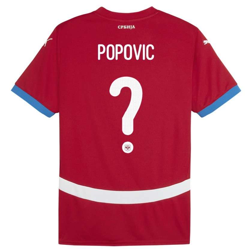 Danxen Niño Camiseta Serbia Sinisa Popovic #0 Rojo 1ª Equipación 24-26 La Camisa