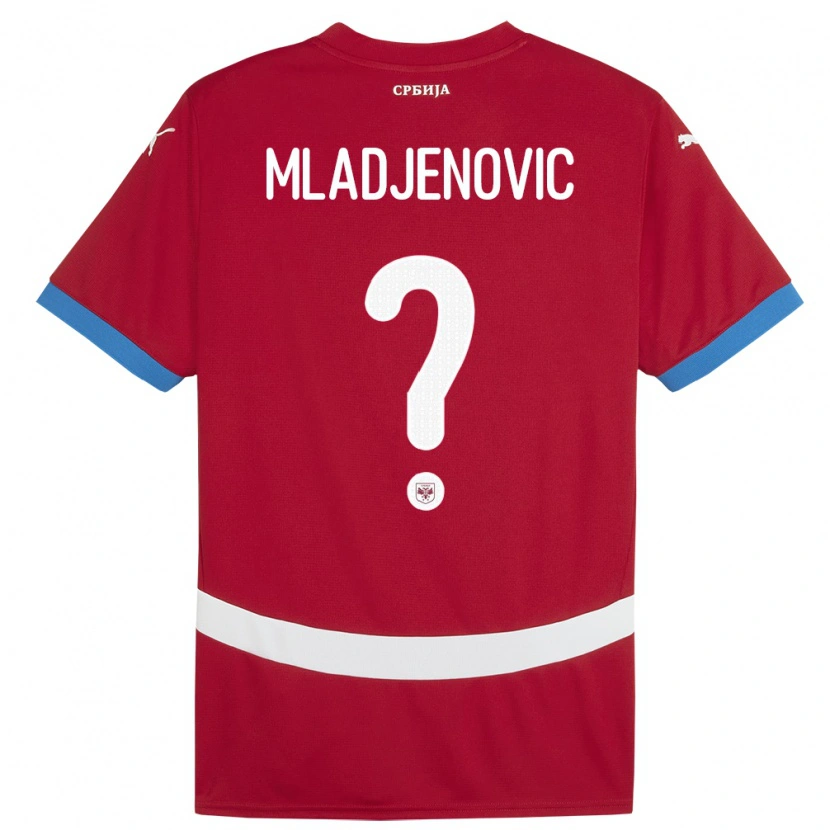 Danxen Niño Camiseta Serbia Uros Mladjenovic #0 Rojo 1ª Equipación 24-26 La Camisa