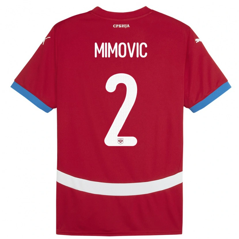 Danxen Niño Camiseta Serbia Ognjen Mimovic #2 Rojo 1ª Equipación 24-26 La Camisa
