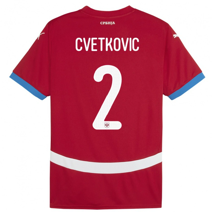 Danxen Niño Camiseta Serbia Djordje Cvetkovic #2 Rojo 1ª Equipación 24-26 La Camisa