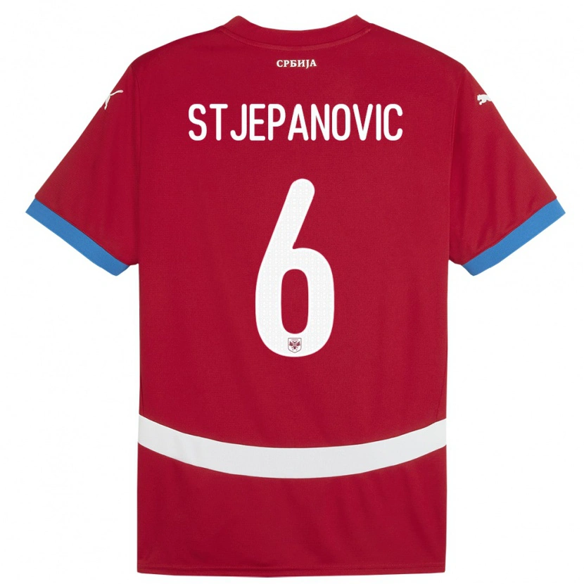Danxen Niño Camiseta Serbia Mateja Stjepanovic #6 Rojo 1ª Equipación 24-26 La Camisa