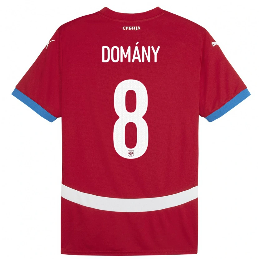 Danxen Niño Camiseta Serbia Bence Domány #8 Rojo 1ª Equipación 24-26 La Camisa