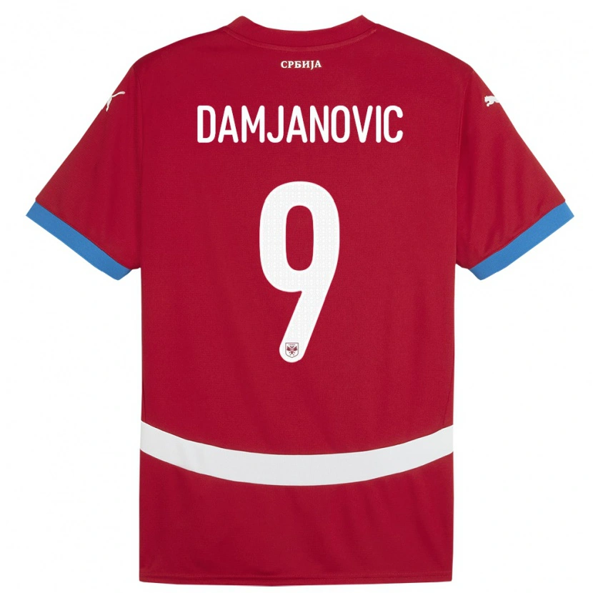 Danxen Niño Camiseta Serbia Aleksa Damjanovic #9 Rojo 1ª Equipación 24-26 La Camisa