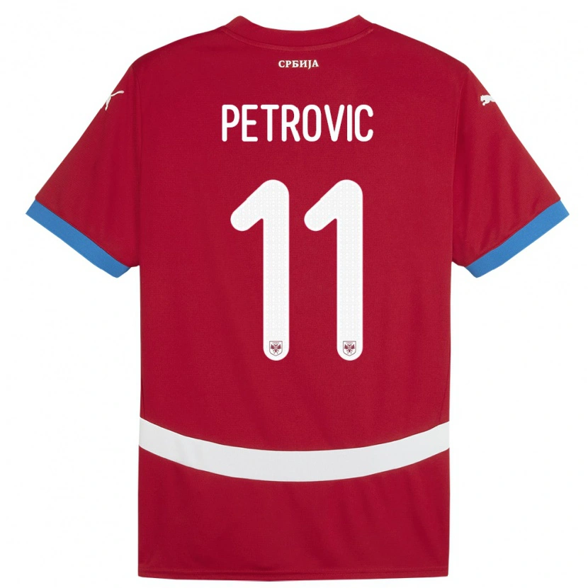 Danxen Niño Camiseta Serbia Aleksa Petrovic #11 Rojo 1ª Equipación 24-26 La Camisa