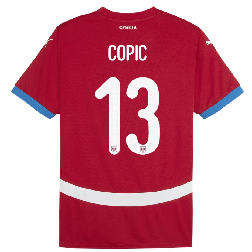 Danxen Niño Camiseta Serbia Milan Copic #13 Rojo 1ª Equipación 24-26 La Camisa