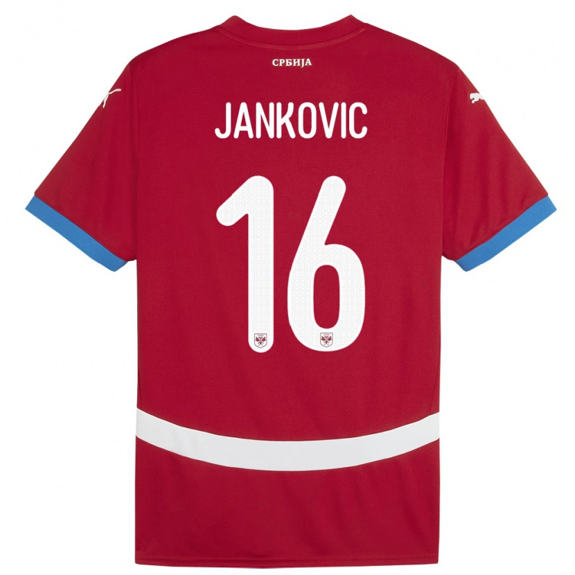 Danxen Niño Camiseta Serbia Dimitrije Jankovic #16 Rojo 1ª Equipación 24-26 La Camisa