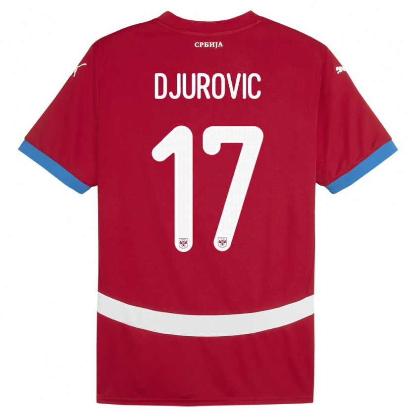 Danxen Niño Camiseta Serbia Stefan Djurovic #17 Rojo 1ª Equipación 24-26 La Camisa