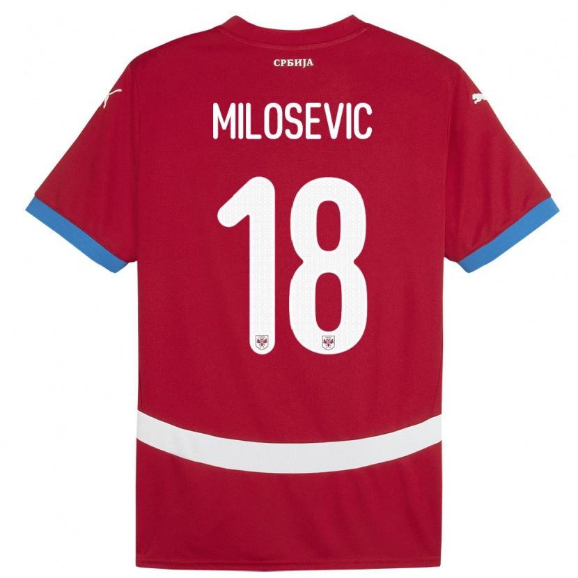 Danxen Niño Camiseta Serbia Mateja Milosevic #18 Rojo 1ª Equipación 24-26 La Camisa