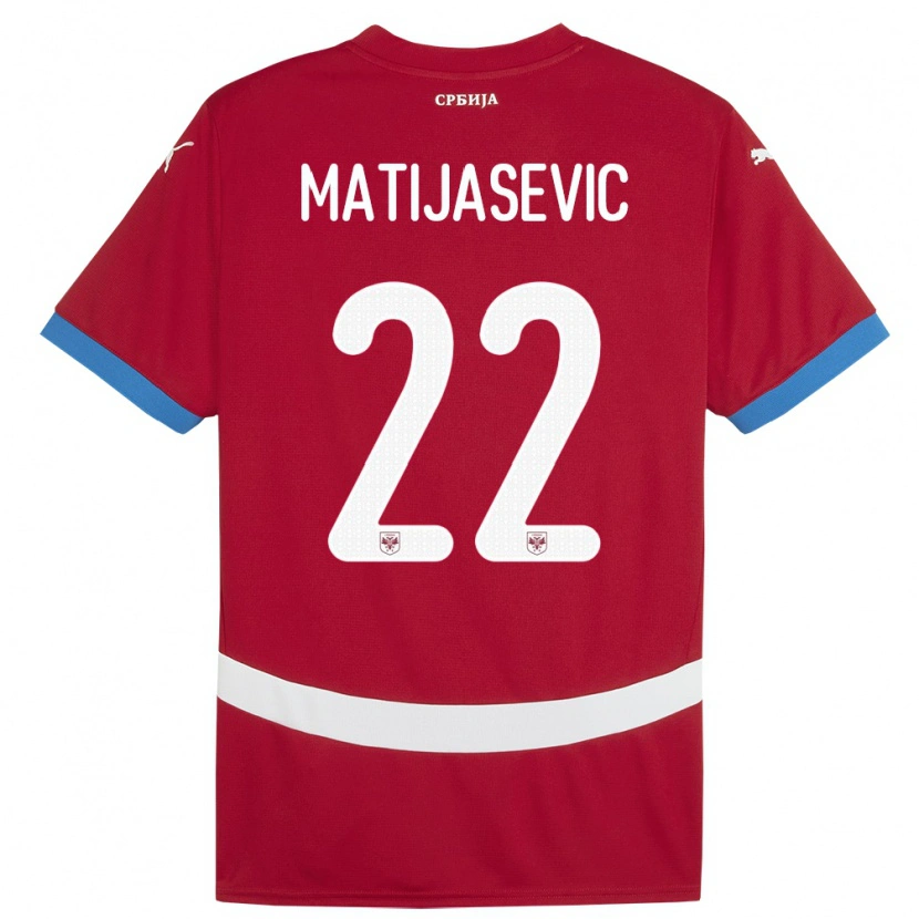 Danxen Niño Camiseta Serbia Filip Matijasevic #22 Rojo 1ª Equipación 24-26 La Camisa
