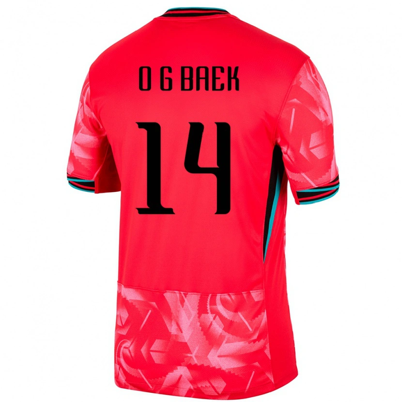 Danxen Niño Camiseta Corea Del Sur Ga-On Baek #14 Rojo 1ª Equipación 24-26 La Camisa