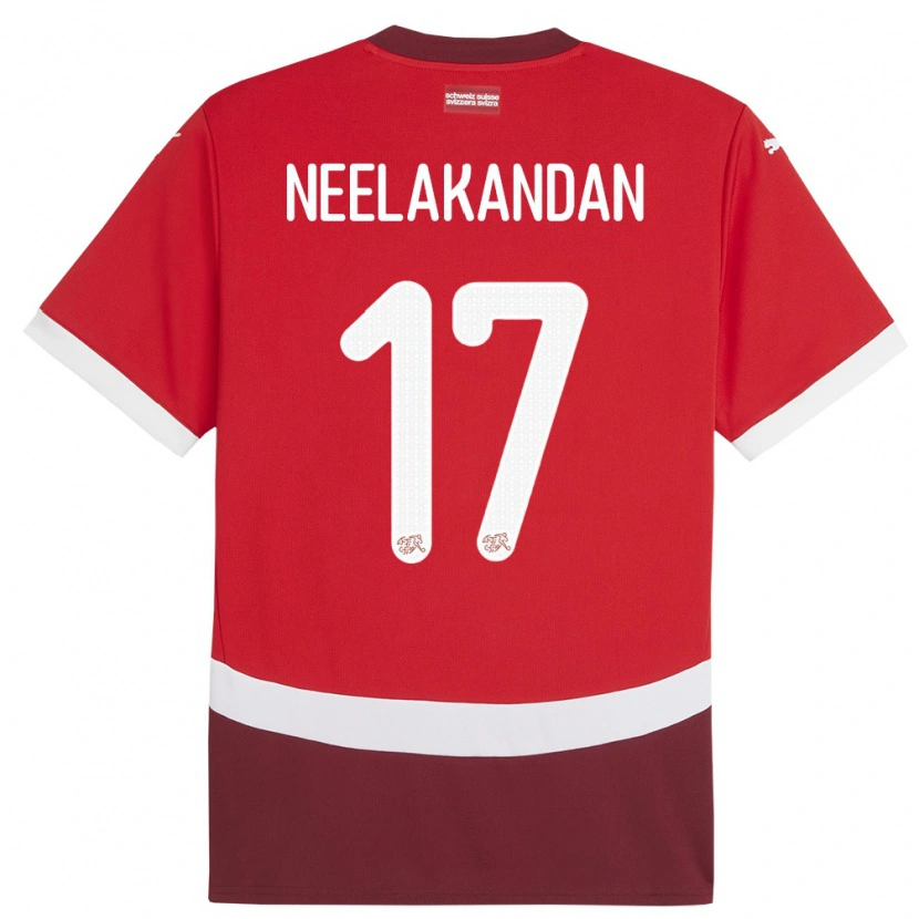 Danxen Niño Camiseta Suiza Ranjan Neelakandan #17 Rojo 1ª Equipación 24-26 La Camisa
