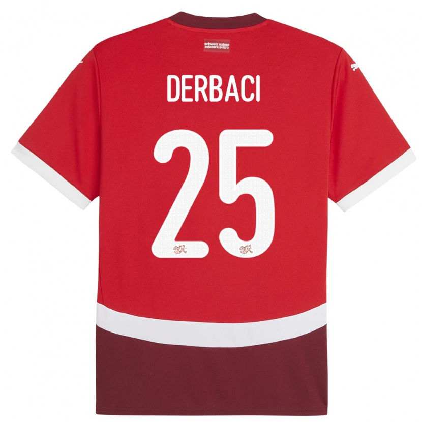 Danxen Niño Camiseta Suiza Dorian Derbaci #25 Rojo 1ª Equipación 24-26 La Camisa