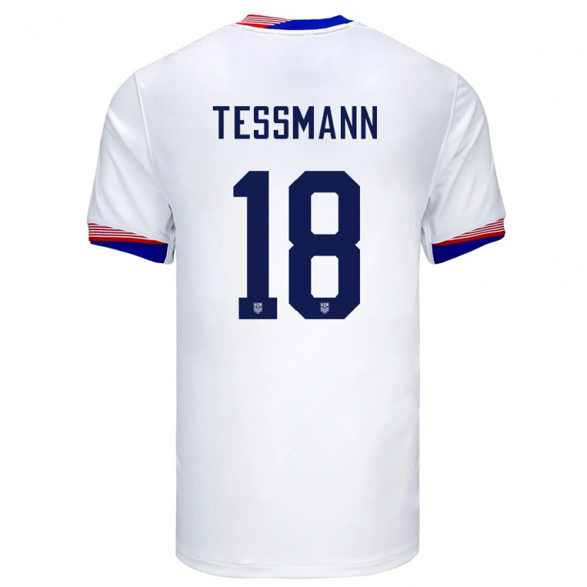Danxen Niño Camiseta Estados Unidos Tanner Tessmann #18 Blanco 1ª Equipación 24-26 La Camisa