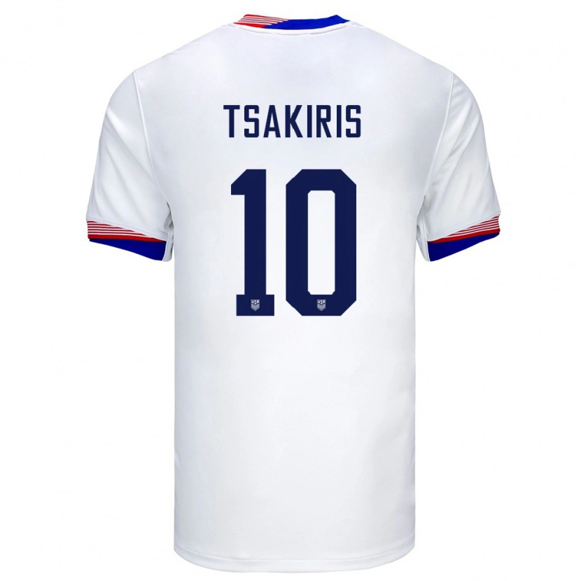 Danxen Niño Camiseta Estados Unidos Niko Tsakiris #10 Blanco 1ª Equipación 24-26 La Camisa