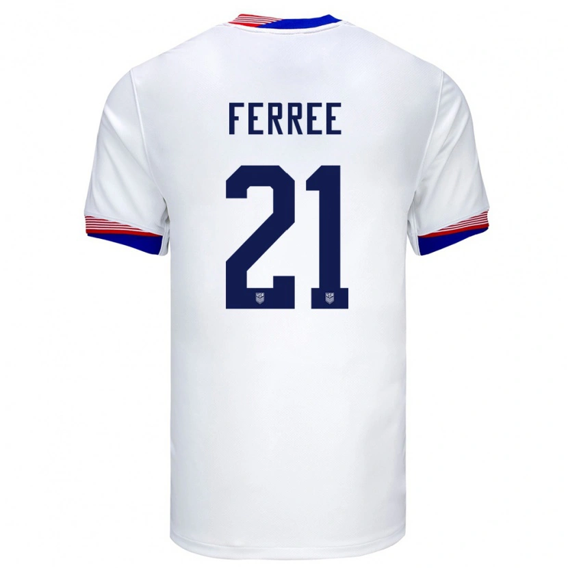 Danxen Niño Camiseta Estados Unidos Duran Ferree #21 Blanco 1ª Equipación 24-26 La Camisa