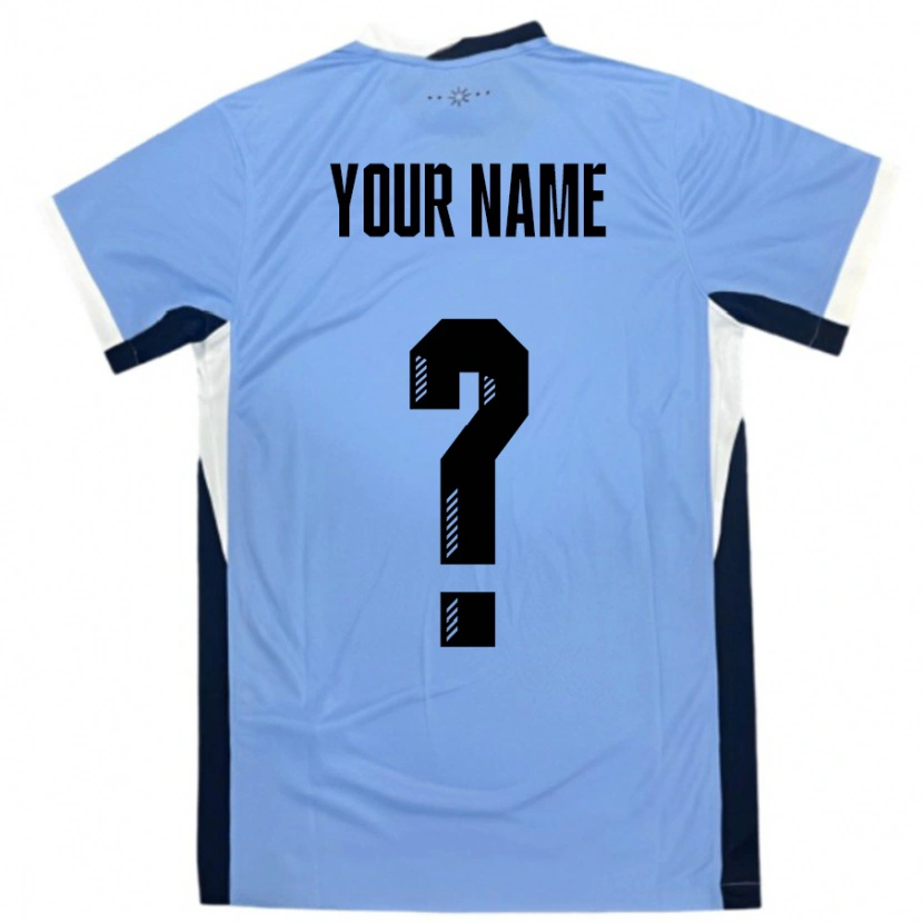 Danxen Niño Camiseta Uruguay Su Nombre #0 Blanco Negro 1ª Equipación 24-26 La Camisa