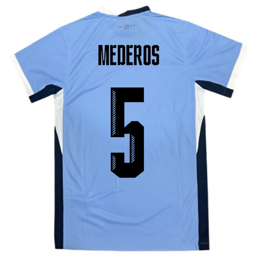 Danxen Niño Camiseta Uruguay Rodrigo Mederos #5 Blanco Negro 1ª Equipación 24-26 La Camisa