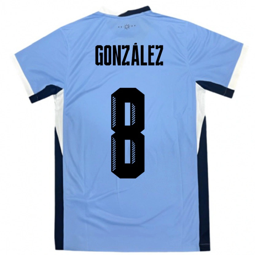Danxen Niño Camiseta Uruguay Luciano Gonzalez #8 Blanco Negro 1ª Equipación 24-26 La Camisa