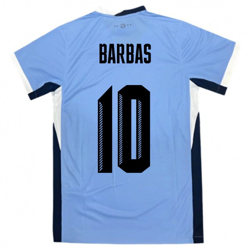 Danxen Niño Camiseta Uruguay Germán Barbas #10 Blanco Negro 1ª Equipación 24-26 La Camisa