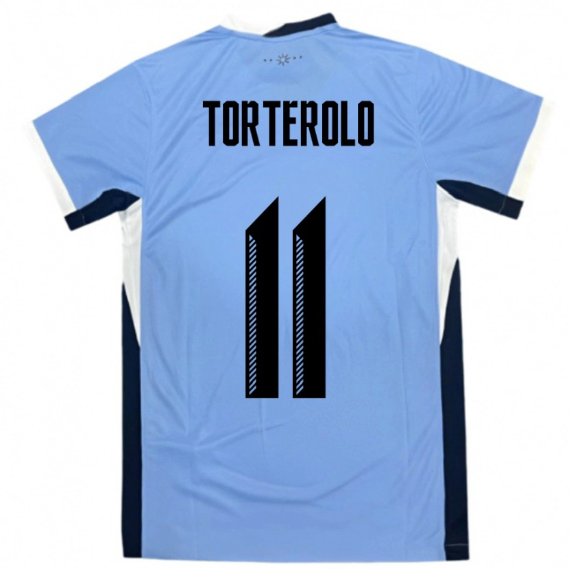 Danxen Niño Camiseta Uruguay Alan Torterolo #11 Blanco Negro 1ª Equipación 24-26 La Camisa
