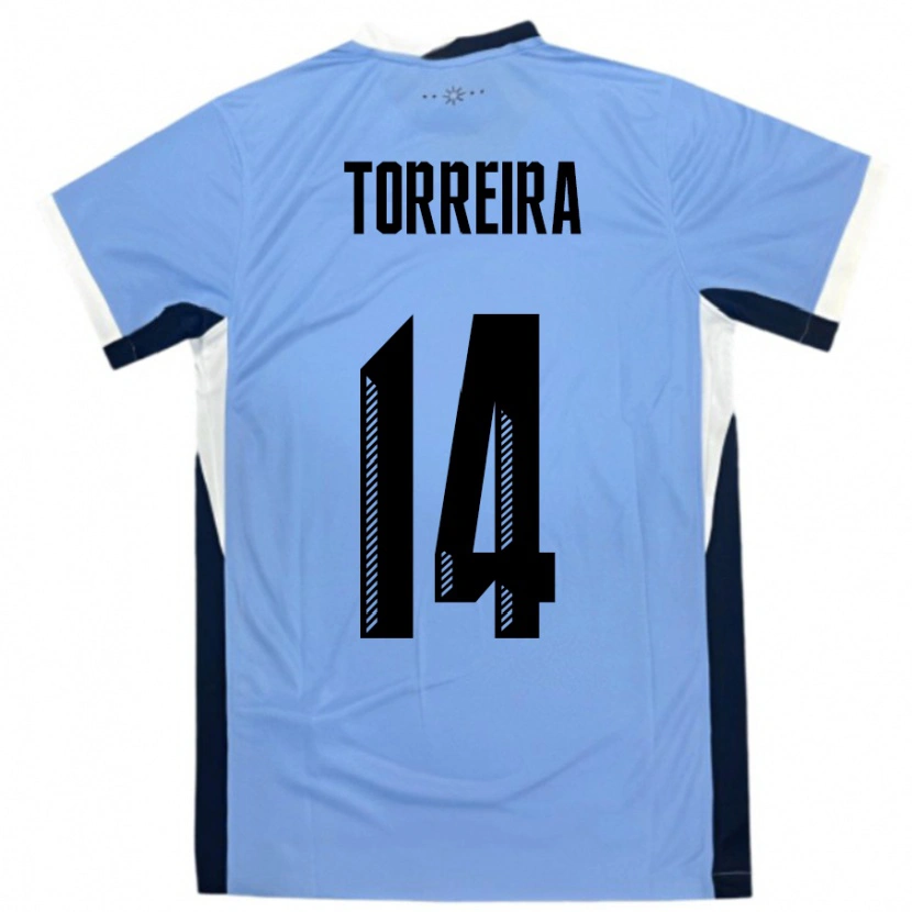 Danxen Niño Camiseta Uruguay Lucas Torreira #14 Blanco Negro 1ª Equipación 24-26 La Camisa