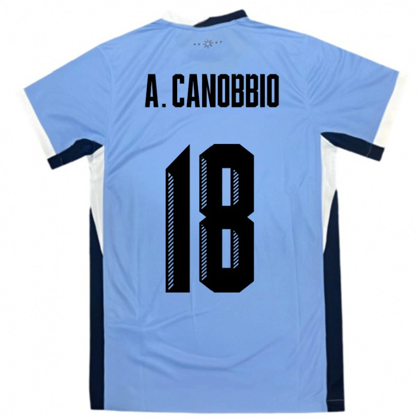 Danxen Niño Camiseta Uruguay Agustin Canobbio #18 Blanco Negro 1ª Equipación 24-26 La Camisa