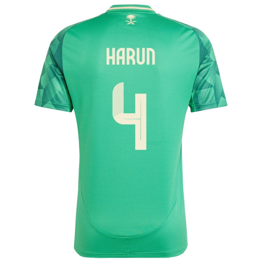 Danxen Niño Camiseta Arabia Saudita Saud Harun #4 Verde 1ª Equipación 24-26 La Camisa