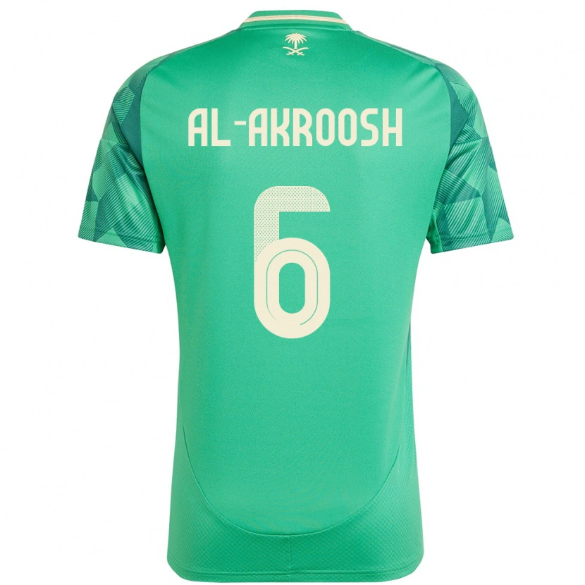 Danxen Niño Camiseta Arabia Saudita Hassan Al-Akroosh #6 Verde 1ª Equipación 24-26 La Camisa
