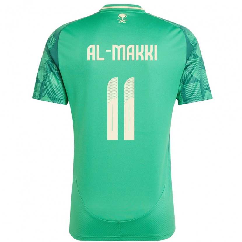 Danxen Niño Camiseta Arabia Saudita Ali Al-Makki #11 Verde 1ª Equipación 24-26 La Camisa
