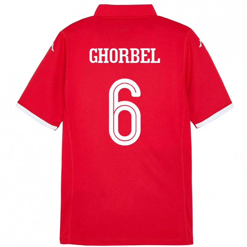 Danxen Niño Camiseta Túnez Mahmoud Ghorbel #6 Rojo 1ª Equipación 24-26 La Camisa