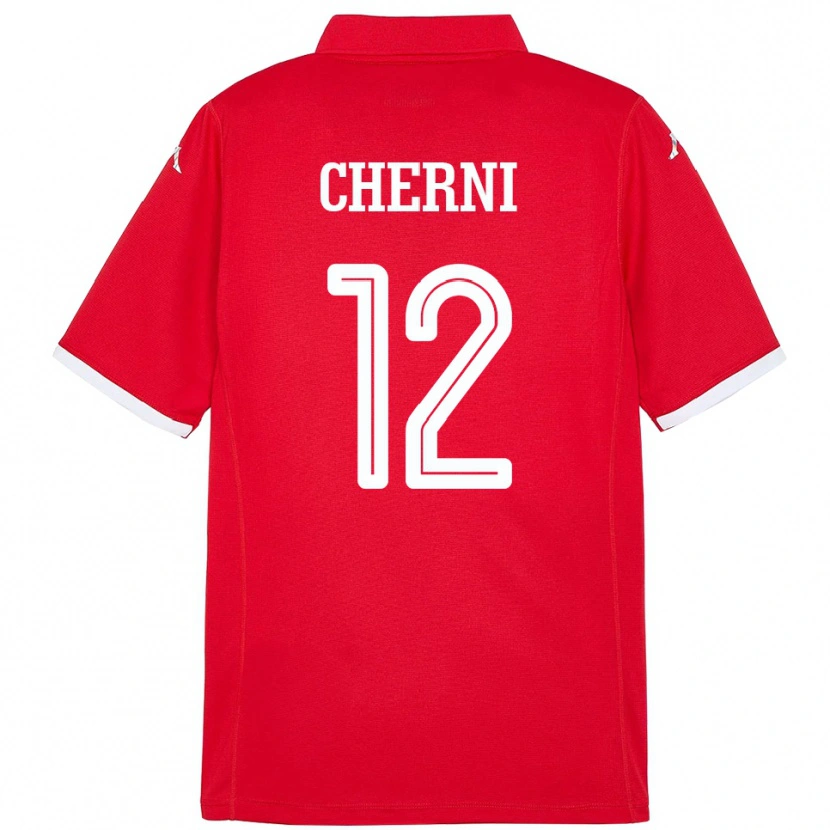 Danxen Niño Camiseta Túnez Amin Cherni #12 Rojo 1ª Equipación 24-26 La Camisa